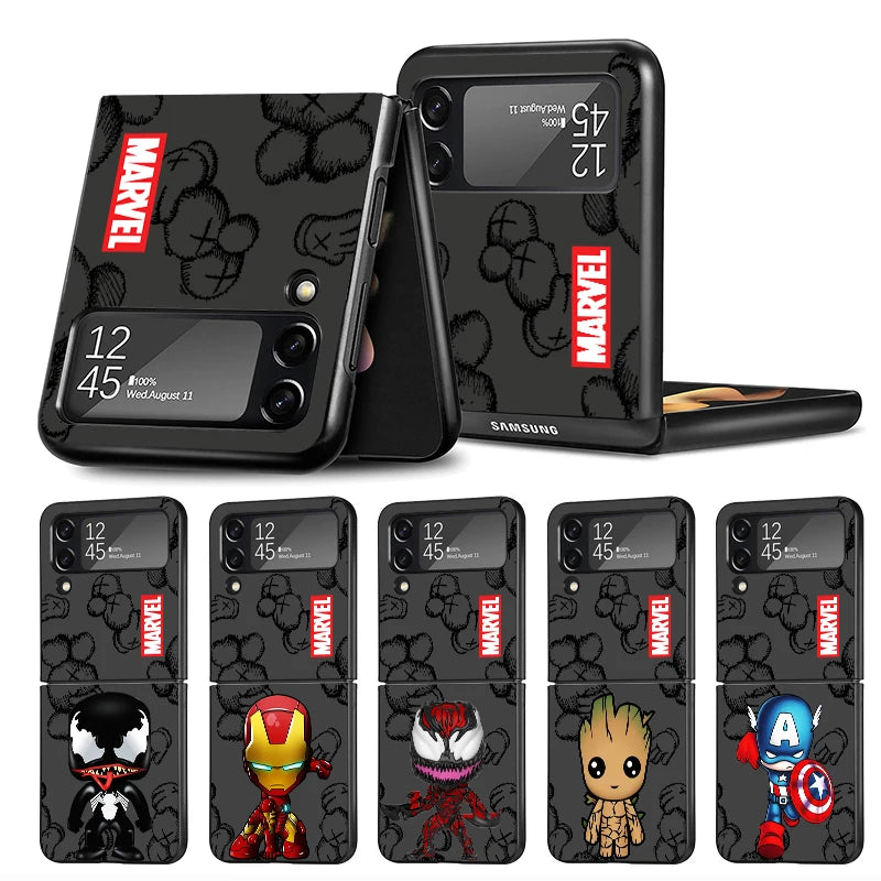 Funda de teléfono para Samsung Galaxy Z Flip 5 Z Flip 4 ZFlip ZFlip3 Z Flip 3 5G ZFlip4 Flip4 Flip3 Marvel Ironman Venom