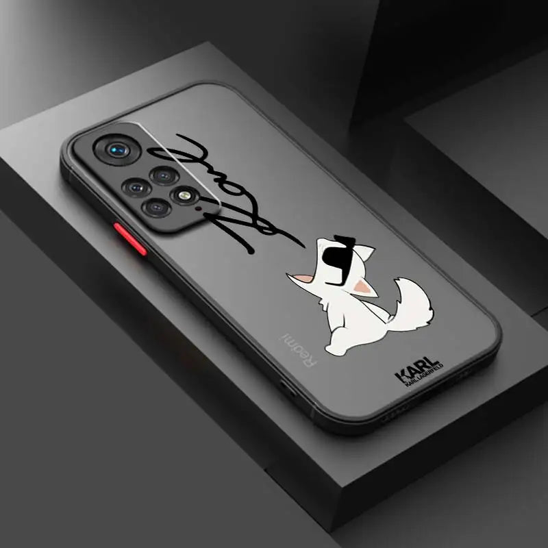 Funda de Teléfono Translúcida Esmerilada para Redmi Note - Diseño de Moda Karl - Compatible con Note 12, 12S, 12T, 11, 11T, 11E, 10, 10S, 9, 8, 7 Pro Plus, 5G