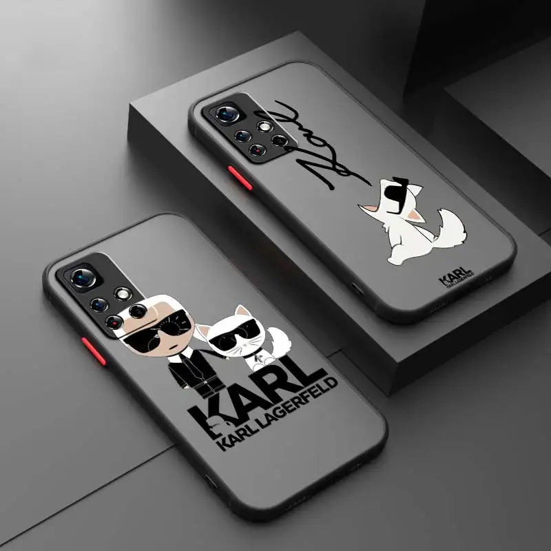 Funda de Teléfono Translúcida Esmerilada para Redmi Note - Diseño de Moda Karl - Compatible con Note 12, 12S, 12T, 11, 11T, 11E, 10, 10S, 9, 8, 7 Pro Plus, 5G