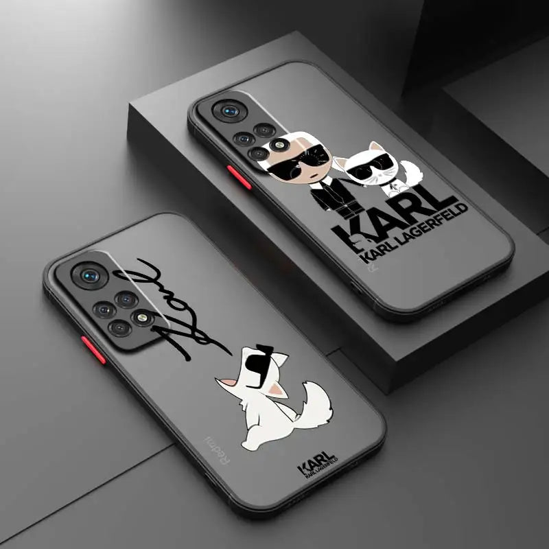 Funda de Teléfono Translúcida Esmerilada para Redmi Note - Diseño de Moda Karl - Compatible con Note 12, 12S, 12T, 11, 11T, 11E, 10, 10S, 9, 8, 7 Pro Plus, 5G