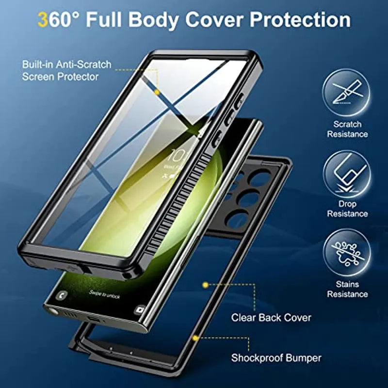 Funda Impermeable y a Prueba de Golpes para Samsung Galaxy S23 Ultra - Protección Integral de 360°