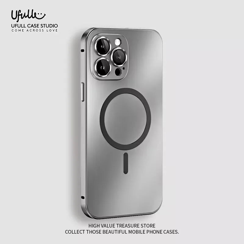 Funda magnética con marco de Metal de aluminio para iPhone 13, 12, 14, 15 Pro Max, 15Plus, Magsafe, Lente de Cristal de carga inalámbrica, cubierta de tablero trasero de PC