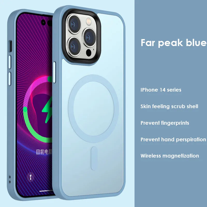 Funda magnética de carga inalámbrica para IPhone 14 Pro Max, cubierta acrílica dura semitransparente, novedad de 2022