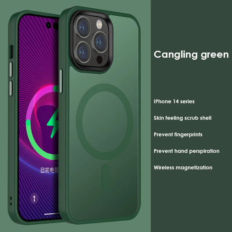 Funda magnética de carga inalámbrica para IPhone 14 Pro Max, cubierta acrílica dura semitransparente, novedad de 2022