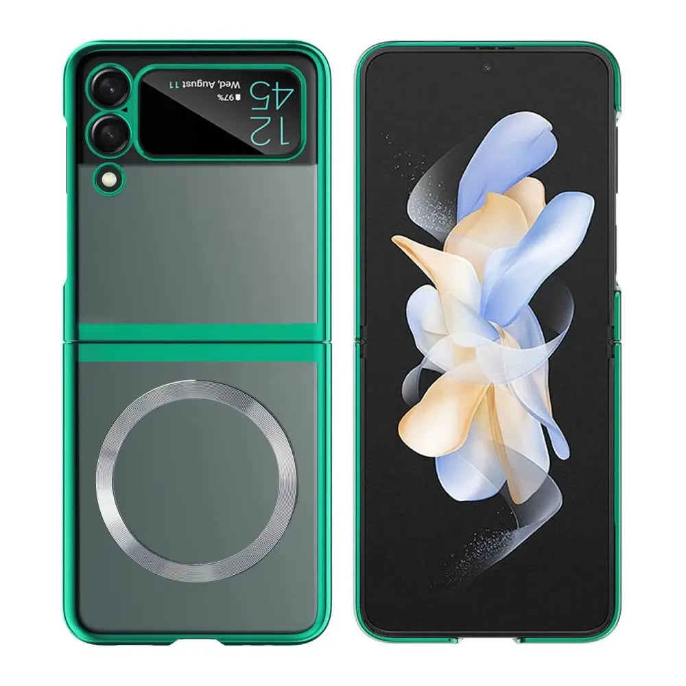 Funda magnética de carga inalámbrica para Samsung Galaxy Z Flip 5 4 3 ZFlip5, carcasa transparente dura a prueba de golpes, Magsafe