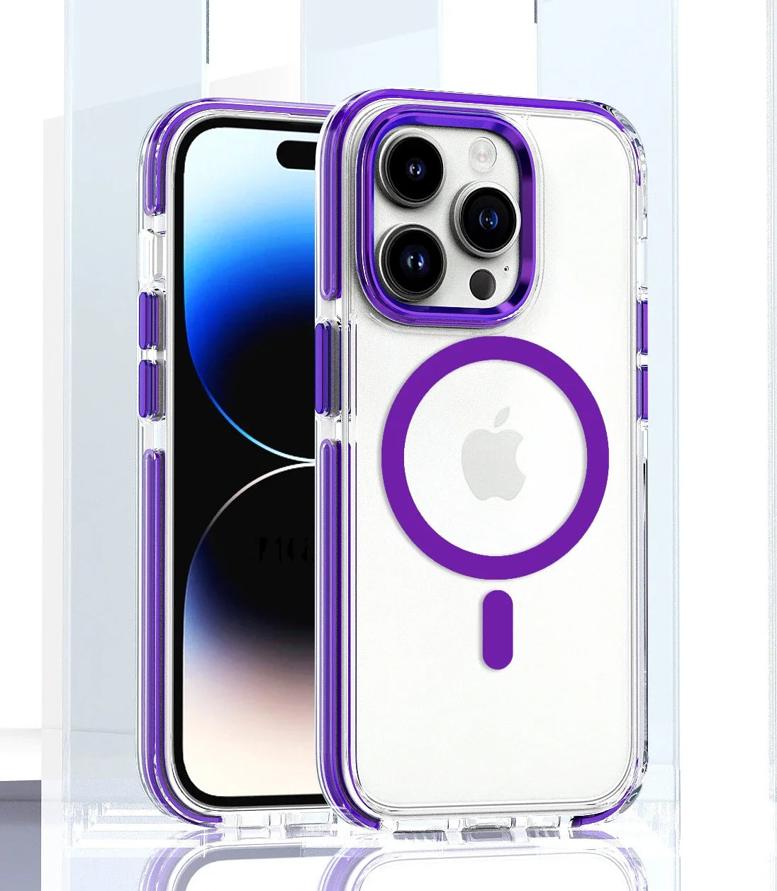 Funda magnética de carga inalámbrica para iPhone 15, 14, 13, 12, 11PROMAX, TPU transparente, combinación suave y dura, Magsafe