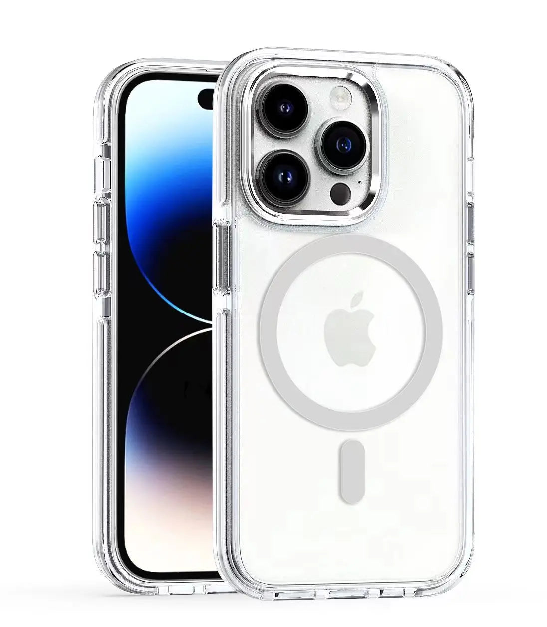 Funda magnética de carga inalámbrica para iPhone 15, 14, 13, 12, 11PROMAX, TPU transparente, combinación suave y dura, Magsafe