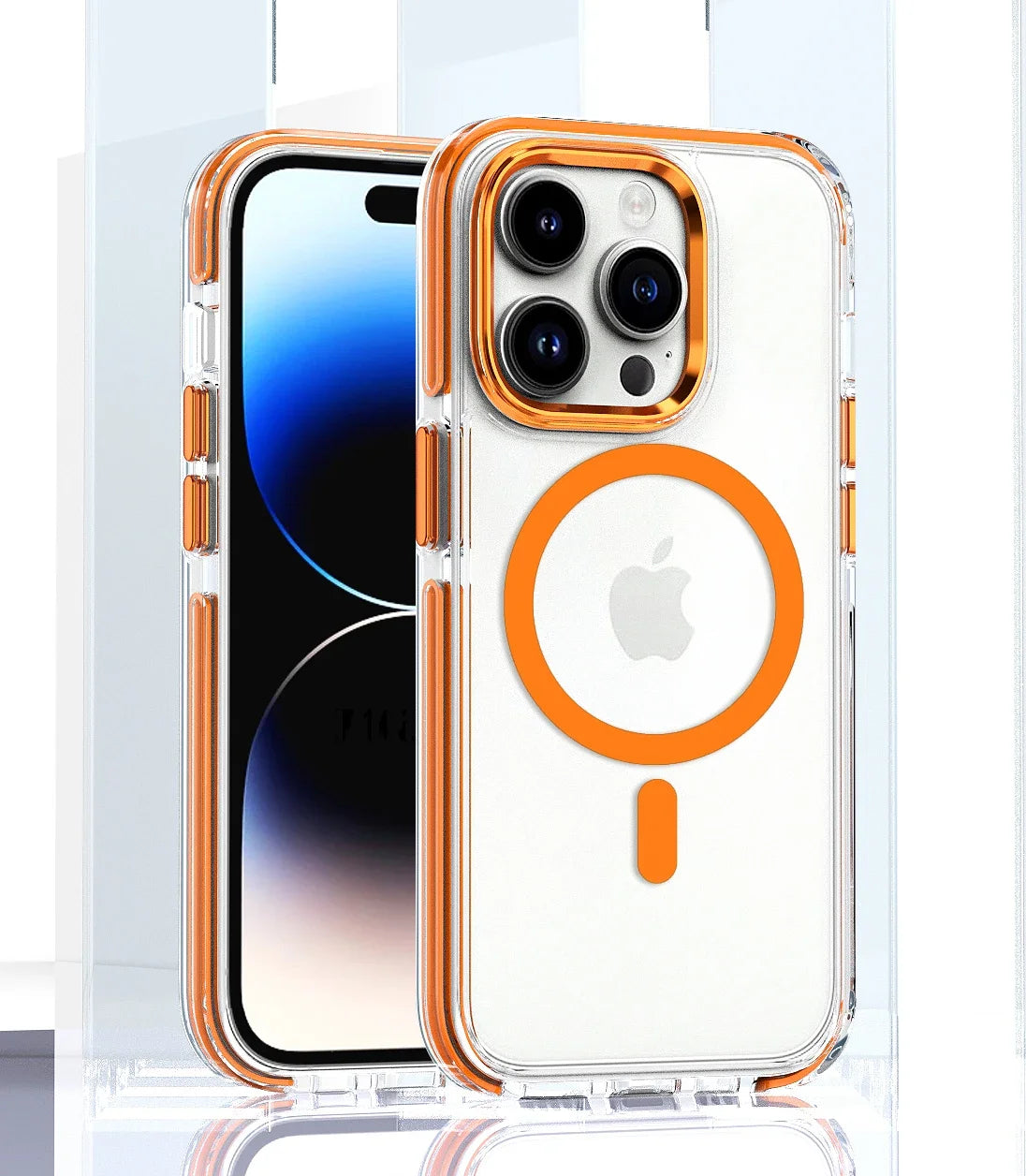 Funda magnética de carga inalámbrica para iPhone 15, 14, 13, 12, 11PROMAX, TPU transparente, combinación suave y dura, Magsafe