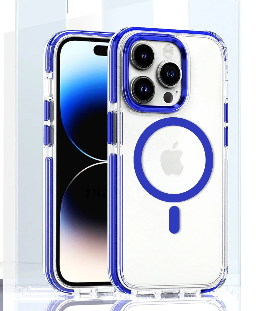 Funda magnética de carga inalámbrica para iPhone 15, 14, 13, 12, 11PROMAX, TPU transparente, combinación suave y dura, Magsafe