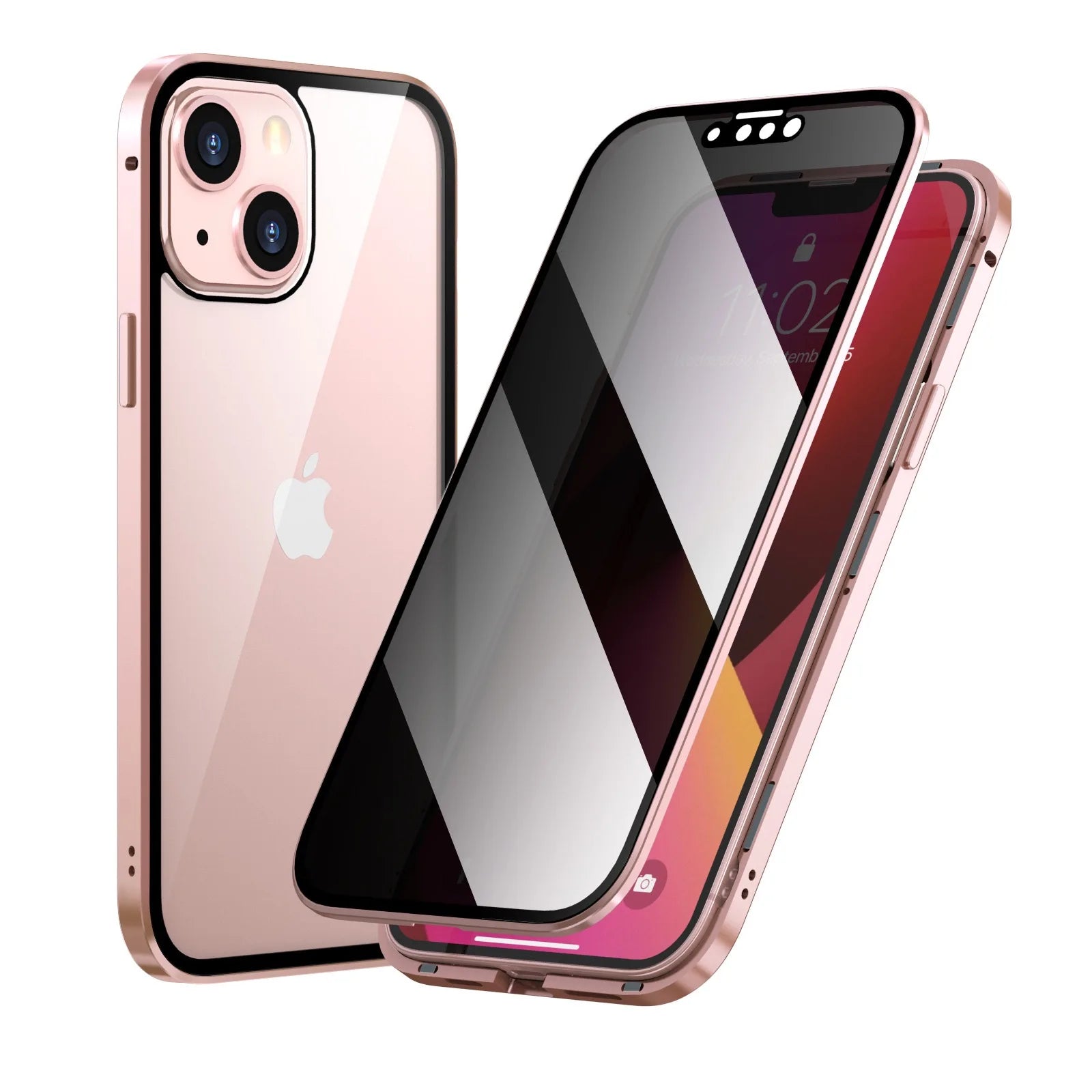 Funda magnética de vidrio templado para móvil, carcasa protectora antiespía para iphone 15, 14, 13, 12, XR, 11 Pro MAX, X, 7, 8, 6 Plus, 360