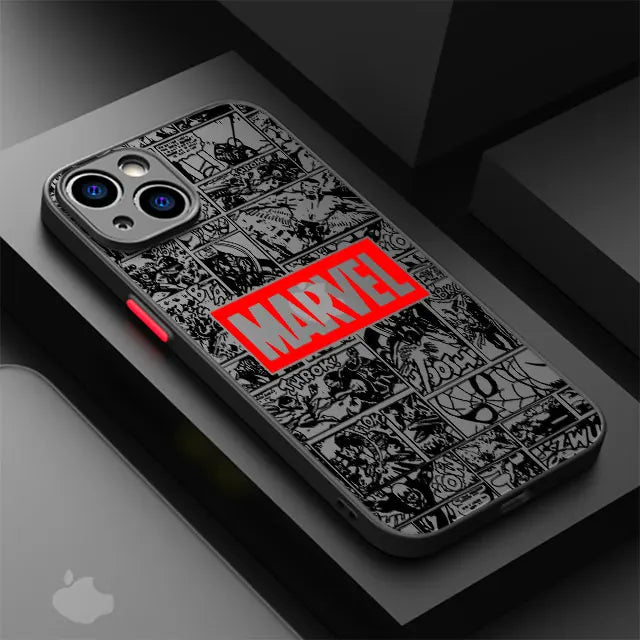 Funda para Apple iPhone 12 Mini 8 Plus 15 Pro 13 7 6S XS X XR SE 11 Pro 14 Pro Max cubierta dura PC de lujo Marvel Spiderman Ironman