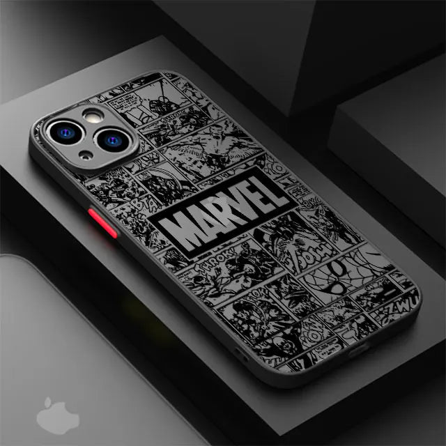 Funda para Apple iPhone 12 Mini 8 Plus 15 Pro 13 7 6S XS X XR SE 11 Pro 14 Pro Max cubierta dura PC de lujo Marvel Spiderman Ironman