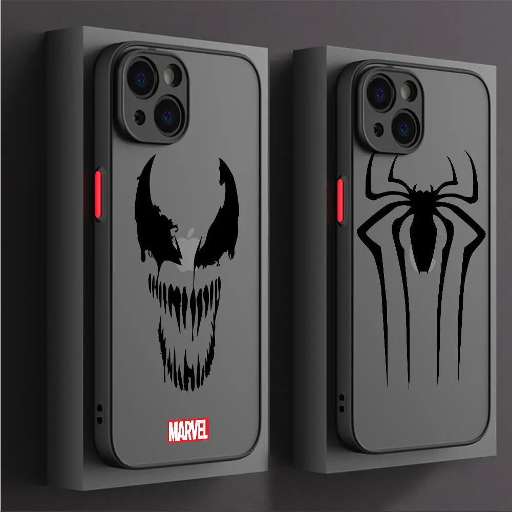 Funda para Apple iPhone 12 Mini 8 Plus 15 Pro 13 7 6S XS X XR SE 11 Pro 14 Pro Max cubierta dura PC de lujo Marvel Spiderman Ironman