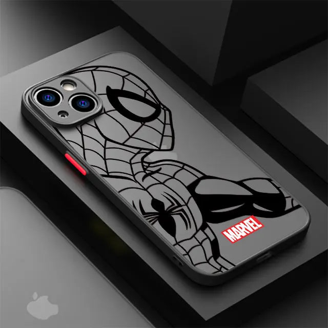 Funda para Apple iPhone 12 Mini 8 Plus 15 Pro 13 7 6S XS X XR SE 11 Pro 14 Pro Max cubierta dura PC de lujo Marvel Spiderman Ironman