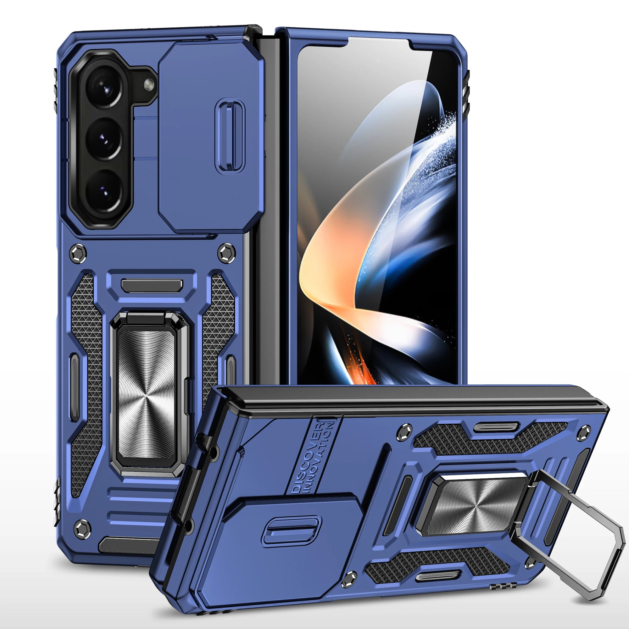 Funda de Anillo Magnético y Cubierta de Cámara Deslizante para Samsung Galaxy - Compatible con Z Flip Fold 5, S23, S22, Ultra Plus, A54, A34, A24, A14, A73, A53, A33, A13