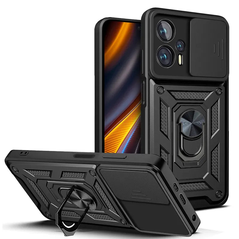 Funda Protectora a Prueba de Golpes con Protector de Lente de Cámara Deslizante para Xiaomi Poco F3, F4, GT, F5, Mi Poco X5, X4, X3 Pro, NFC, GT, M3, M4 Pro