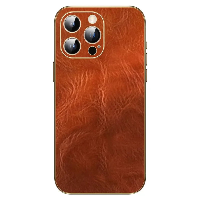 Funda protectora de cuero genuino de lujo para iPhone 15 Pro Max, lente Retro, protección de agujero pequeño de precisión, nuevo