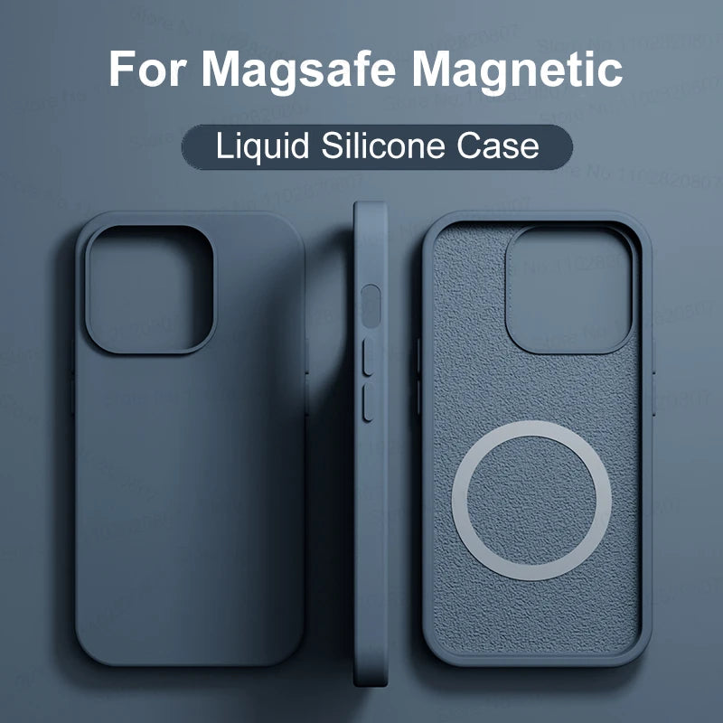 Fundas magnéticas de silicona líquida para iPhone, 15, 14, 11, 13, 12 Pro Max Plus, for Magsafe, funda de carga inalámbrica, accesorios para teléfono