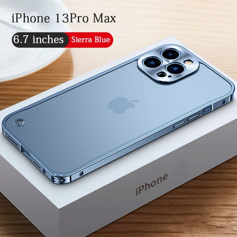 Funda con marco de aluminio , protección de cámara trasera y parte trasera acrílica para iPhone 14 plus 11 12 13 Pro Max,