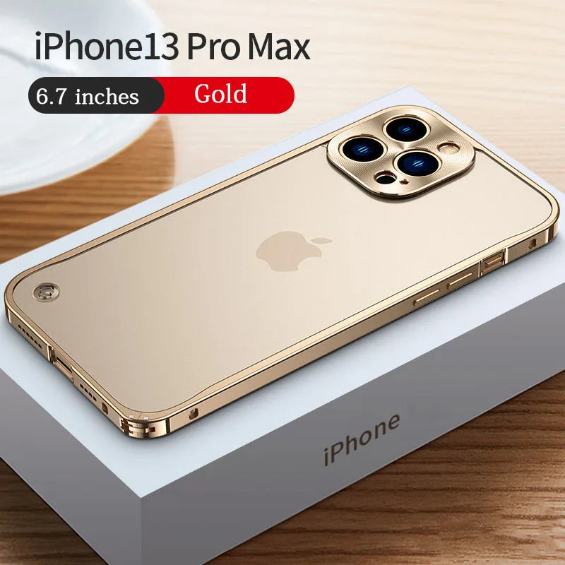 Funda con marco de aluminio , protección de cámara trasera y parte trasera acrílica para iPhone 14 plus 11 12 13 Pro Max,