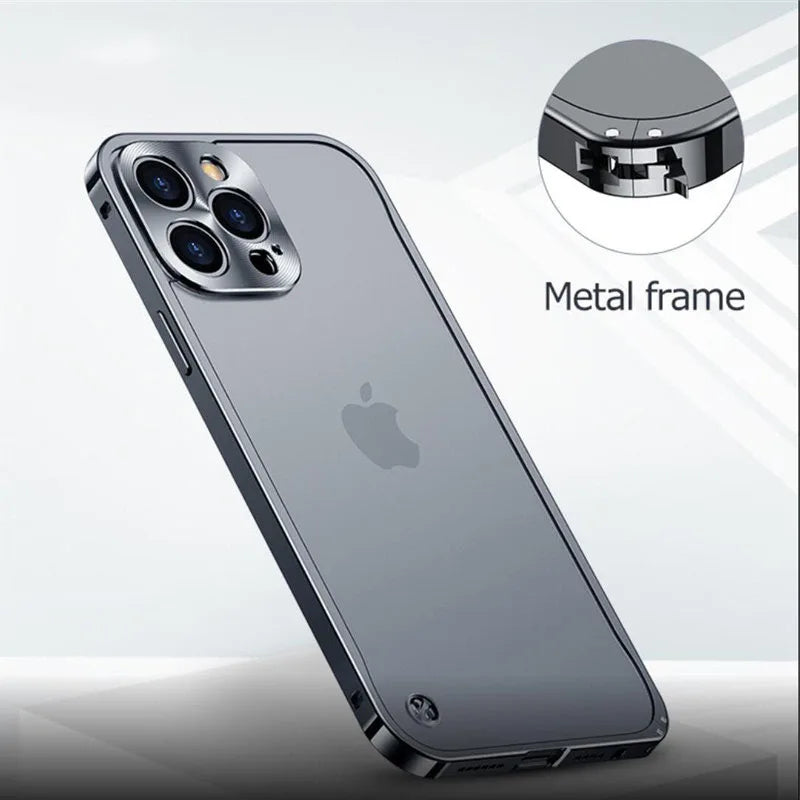 Funda con marco de aluminio , protección de cámara trasera y parte trasera acrílica para iPhone 14 plus 11 12 13 Pro Max,