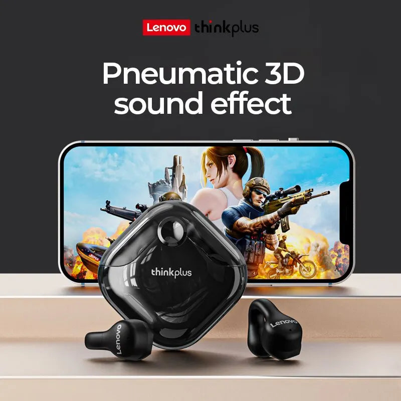 Lenovo-auriculares inalámbricos XT61 con micrófonos, calidad de sonido HiFi, diseño innovador 3D, Clip para la oreja