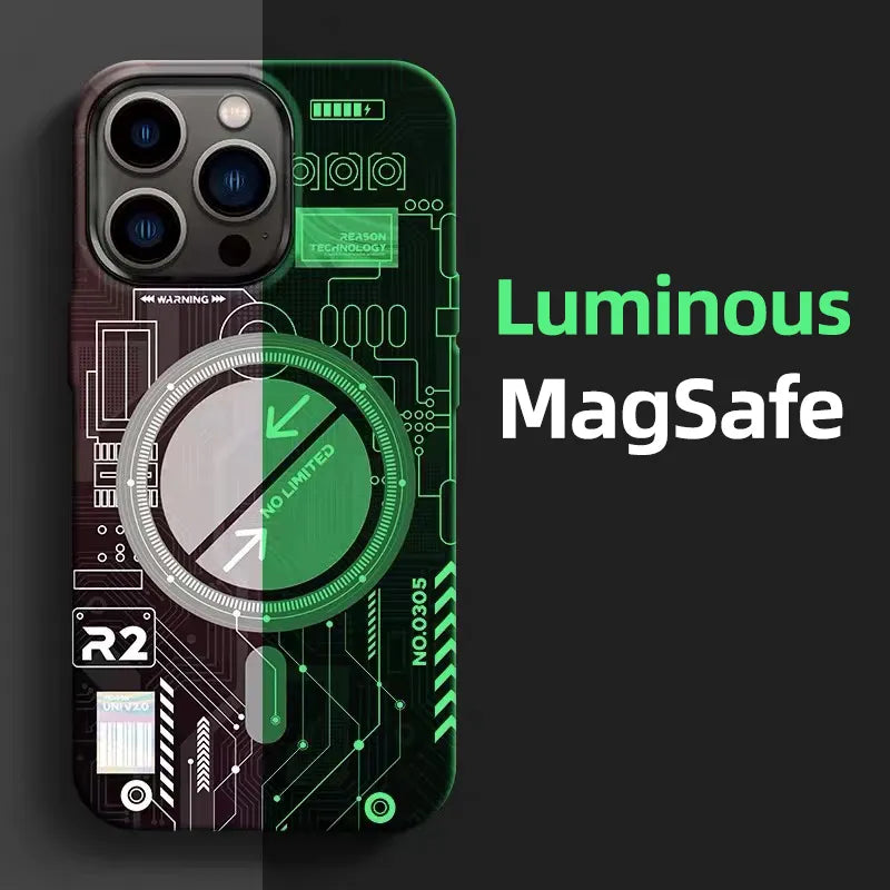 Magsafe-Funda magnética para teléfono móvil, carcasa fluorescente de lujo con carga inalámbrica para iPhone 14, 13, 12, 15 Pro Max