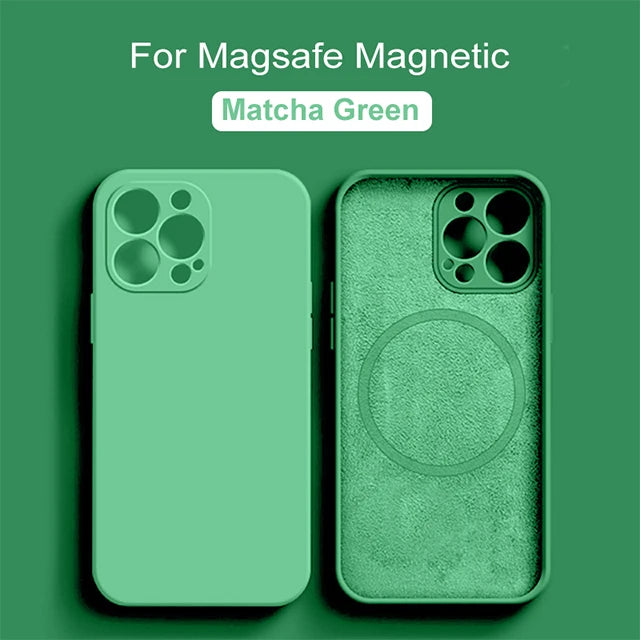 Magsafe-funda magnética Original para iPhone, funda de carga inalámbrica de silicona líquida para iPhone 15, 14, 13, 12, 11 Pro Max, Mini, X, XR, XS, 8 Plus