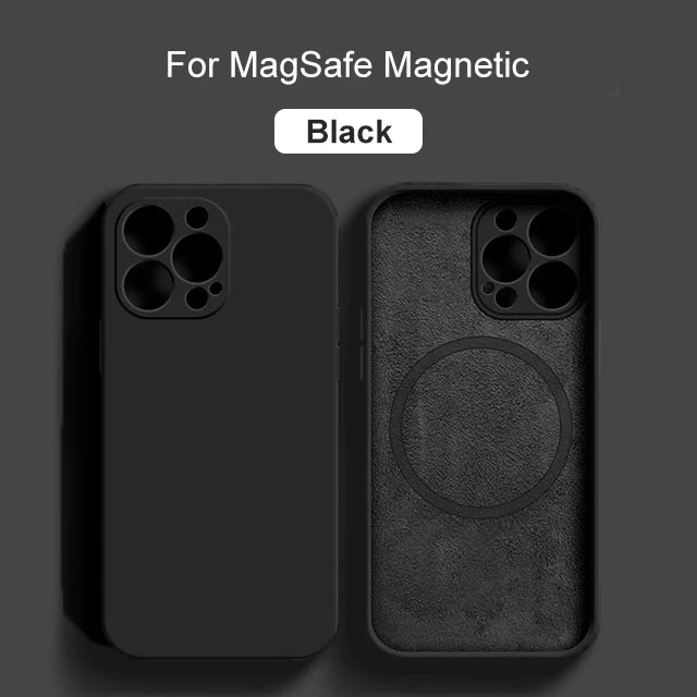 Magsafe-funda magnética Original para iPhone, funda de carga inalámbrica de silicona líquida para iPhone 15, 14, 13, 12, 11 Pro Max, Mini, X, XR, XS, 8 Plus