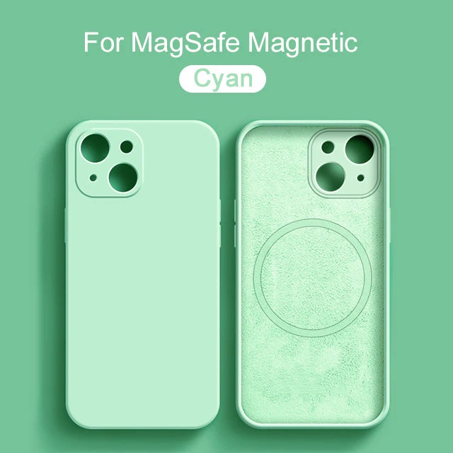 Magsafe-funda magnética Original para iPhone, funda de carga inalámbrica de silicona líquida para iPhone 15, 14, 13, 12, 11 Pro Max, Mini, X, XR, XS, 8 Plus