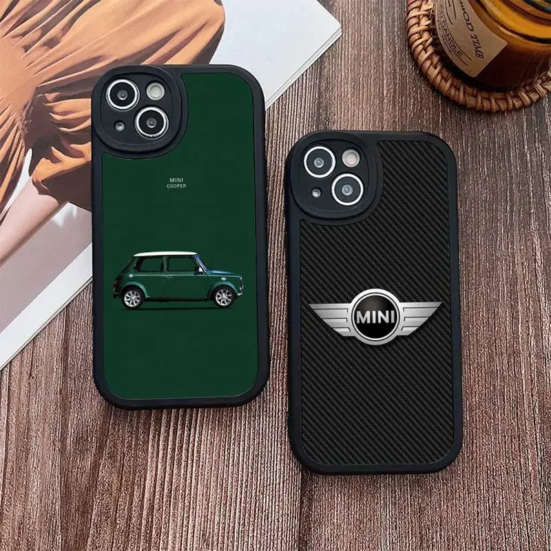 Mini CooPers-funda de teléfono para coche, cubierta negra de silicona suave para iPhone 14 Plus 13 12 11 Pro Max Mini X XS XR