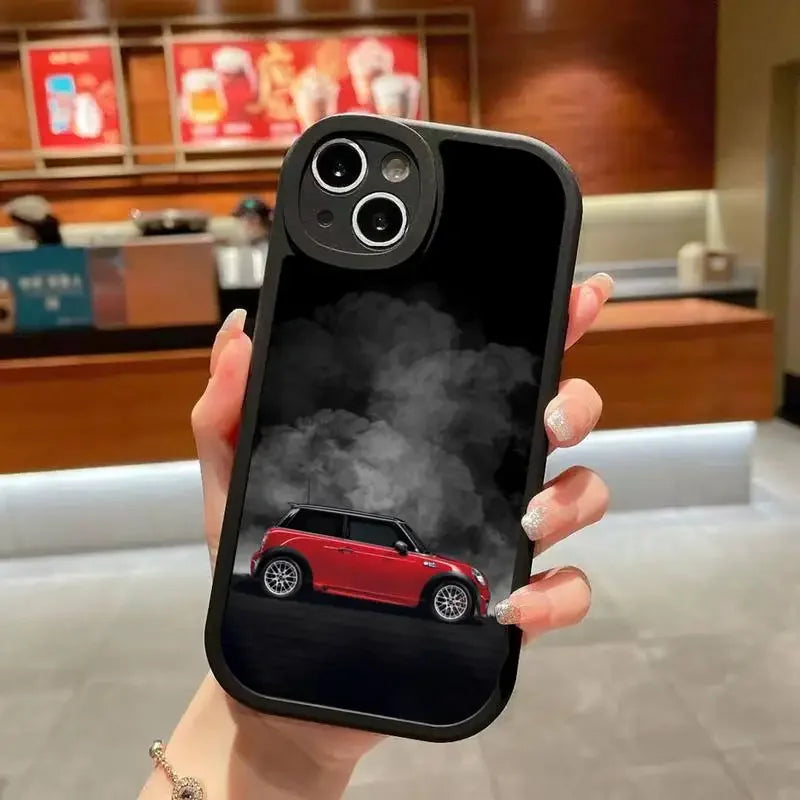 Mini CooPers-funda de teléfono para coche, cubierta negra de silicona suave para iPhone 14 Plus 13 12 11 Pro Max Mini X XS XR