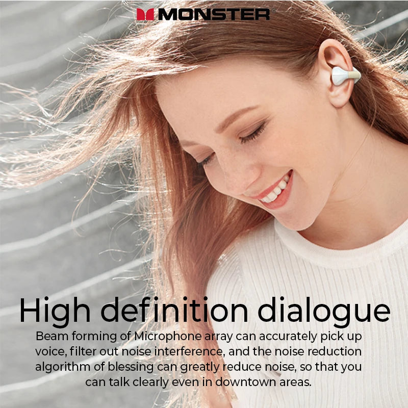 Monster-auriculares inalámbricos TWS con Bluetooth 5.3  conducción ósea, reducción de ruido, impermeables