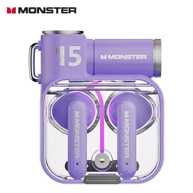 Monster-auriculares inalámbricos XKT15 originales, cascos con Bluetooth 5,3, TWS, con diseño de tapa RGB, baja latencia, novedad de 2023