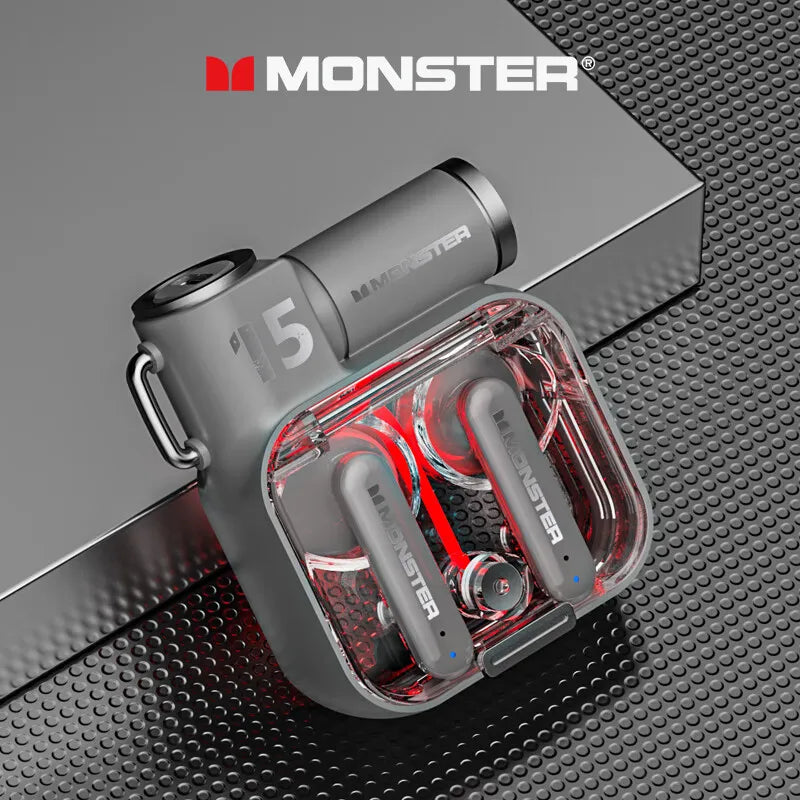 Monster-auriculares inalámbricos XKT15 originales, cascos con Bluetooth 5,3, TWS, con diseño de tapa RGB, baja latencia, novedad de 2023