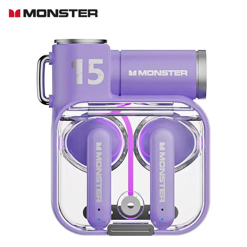 Monster-auriculares inalámbricos XKT15 originales, cascos con Bluetooth 5,3, TWS, con diseño de tapa RGB, baja latencia, novedad de 2023