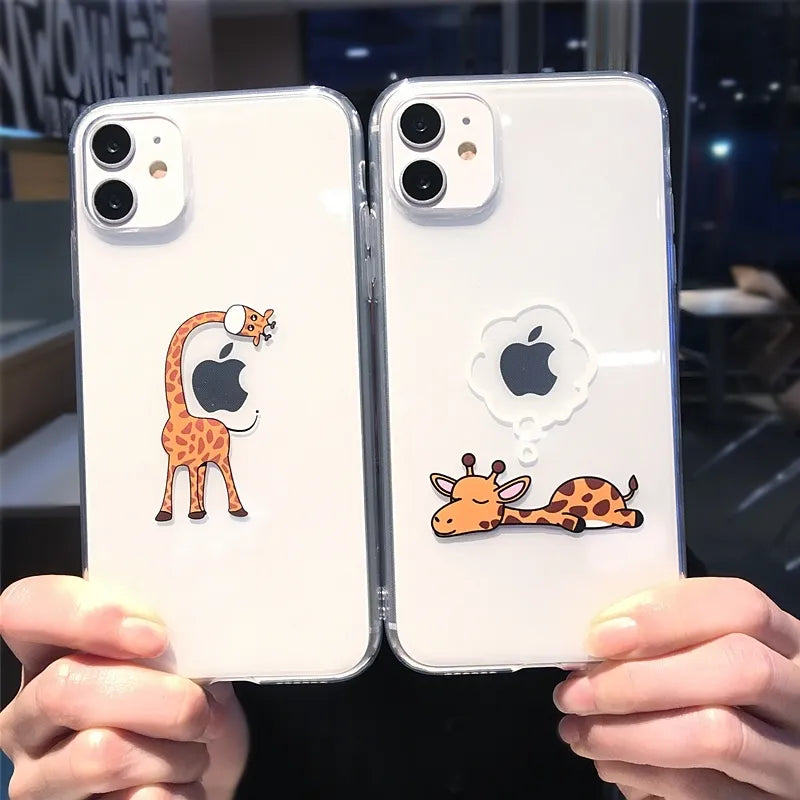 Funda Transparente con Diseño Animal para iPhone - Carcasa Suave y Transparente para iPhone 13 Pro Max, 12 Mini, 11, X, XS, XR, 7, 8 Plus