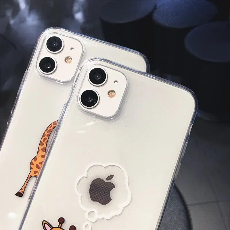 Funda Transparente con Diseño Animal para iPhone - Carcasa Suave y Transparente para iPhone 13 Pro Max, 12 Mini, 11, X, XS, XR, 7, 8 Plus