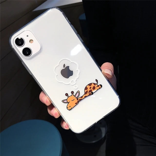 Funda Transparente con Diseño Animal para iPhone - Carcasa Suave y Transparente para iPhone 13 Pro Max, 12 Mini, 11, X, XS, XR, 7, 8 Plus