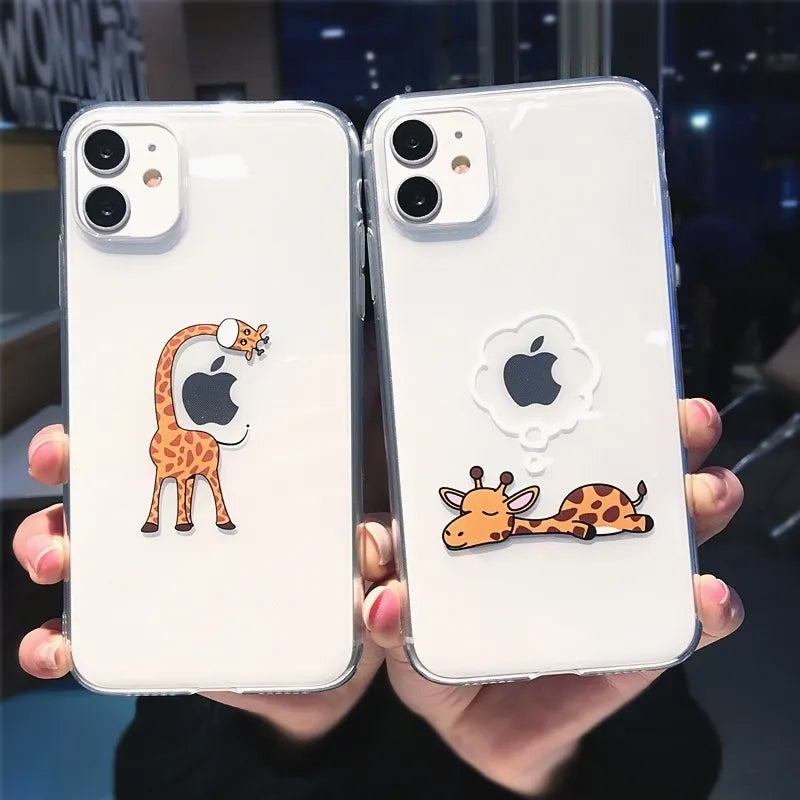 Funda Transparente con Diseño Animal para iPhone - Carcasa Suave y Transparente para iPhone 13 Pro Max, 12 Mini, 11, X, XS, XR, 7, 8 Plus