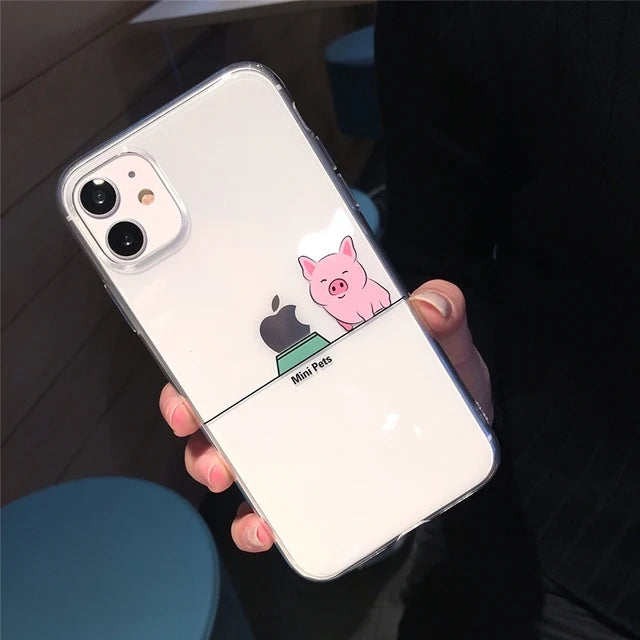 Funda Transparente con Diseño Animal para iPhone - Carcasa Suave y Transparente para iPhone 13 Pro Max, 12 Mini, 11, X, XS, XR, 7, 8 Plus