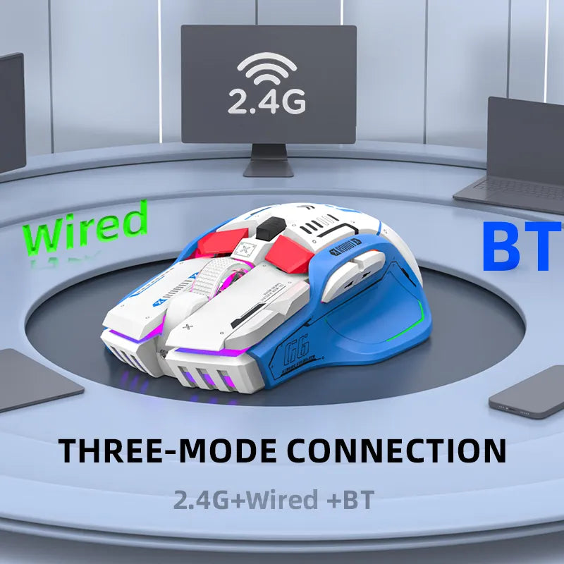 Ratón Gamimg inalámbrico con Bluetooth, dispositivo con cable RGB de 12 teclas, USB, 2,4G, para Windows, IOS, oficina, ordenador portátil y PC