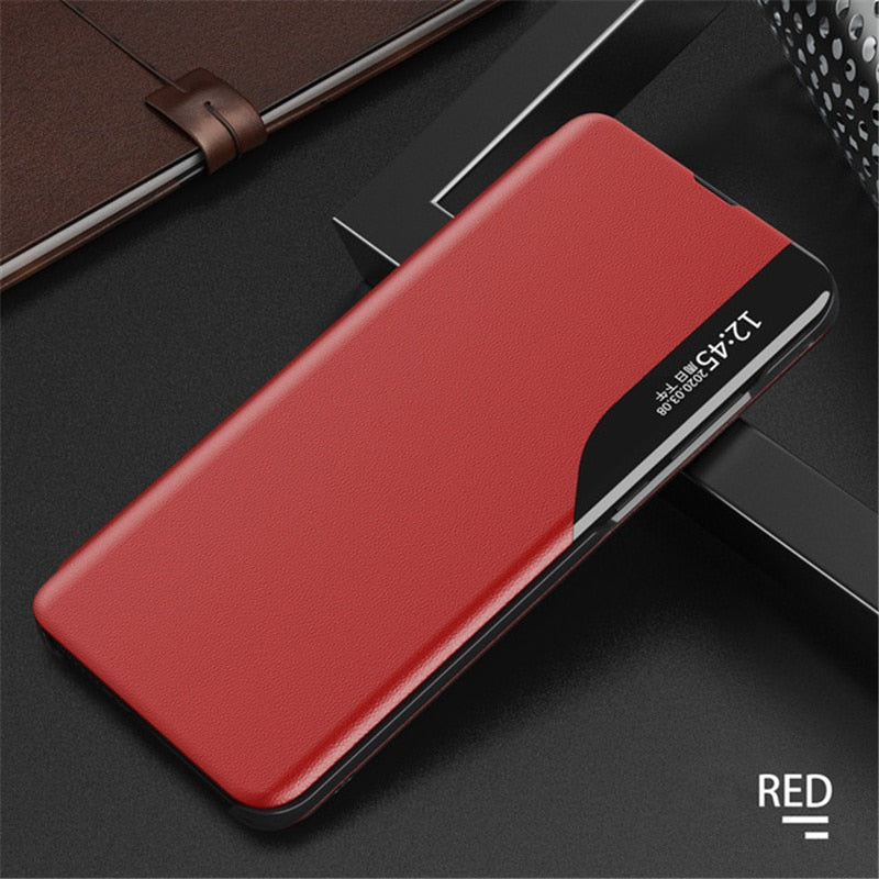 fundas de teléfono de cuero magnético View Window Smart Flip Case para Samsung Galaxy A52S 5G