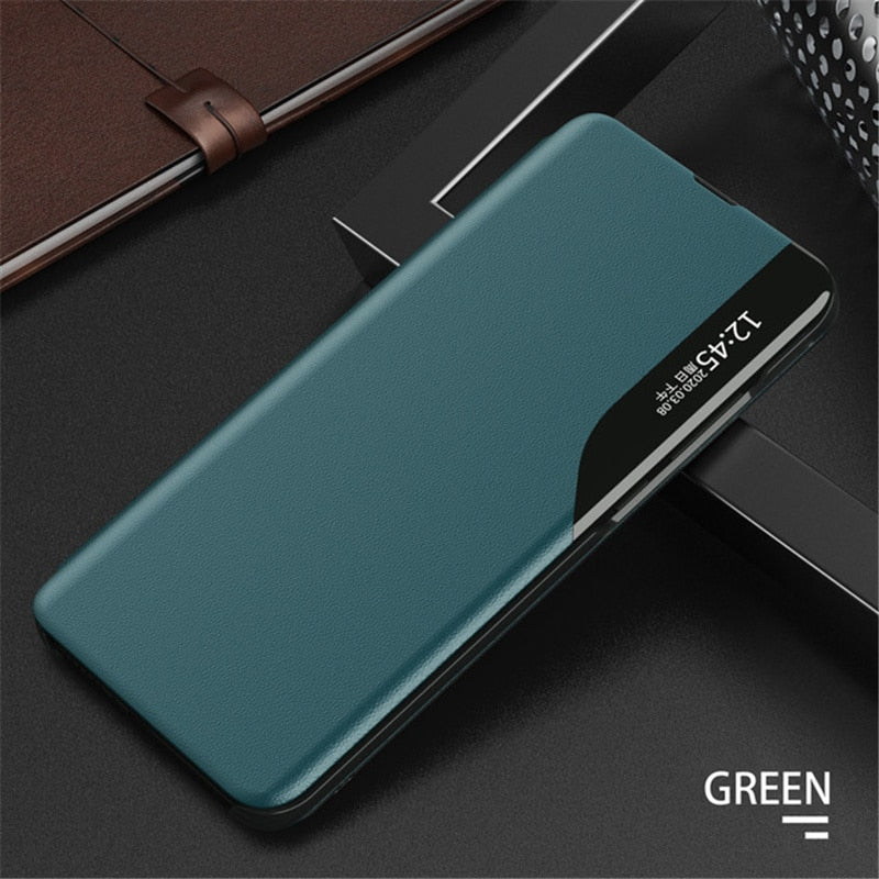 fundas de teléfono de cuero magnético View Window Smart Flip Case para Samsung Galaxy A52S 5G