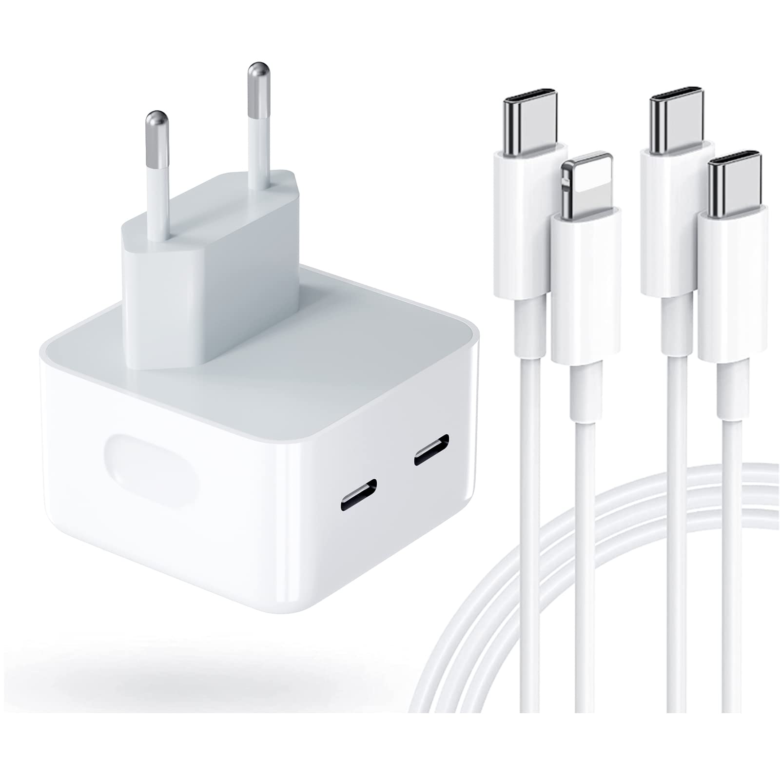 Cargador rápido Apple dual  USB tipo C de 35W para iPhone...