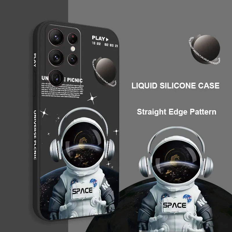 Funda de Silicona con Diseño de Ángel Astronauta para Samsung Galaxy